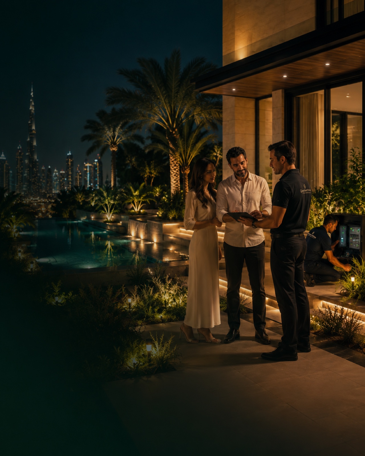 Green Earth handover and maintenance walkthrough at a completed Dubai villa landscape